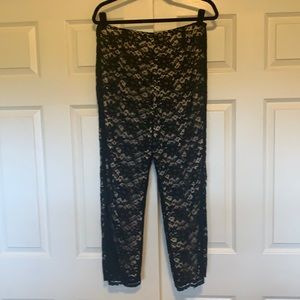 Lace evening pants, cropped length w/ cream lining